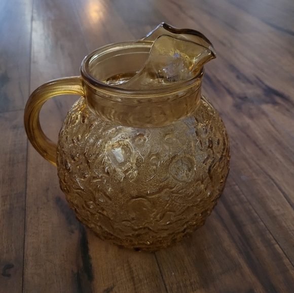 Milano Lido Anchor Hocking Desert Gold Ball Pitcher 1960s Amber - Picture 3 of 3